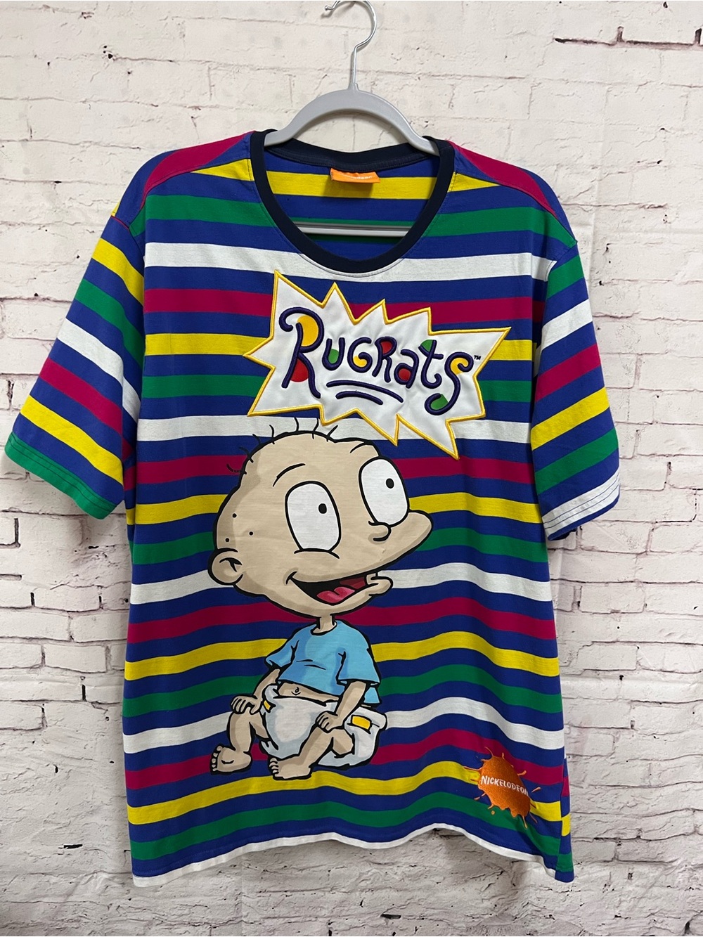 Nickelodeon Rugrats Tommy Pickles Embroidered Stripe T-Shirt Men Size 3X XXXL
